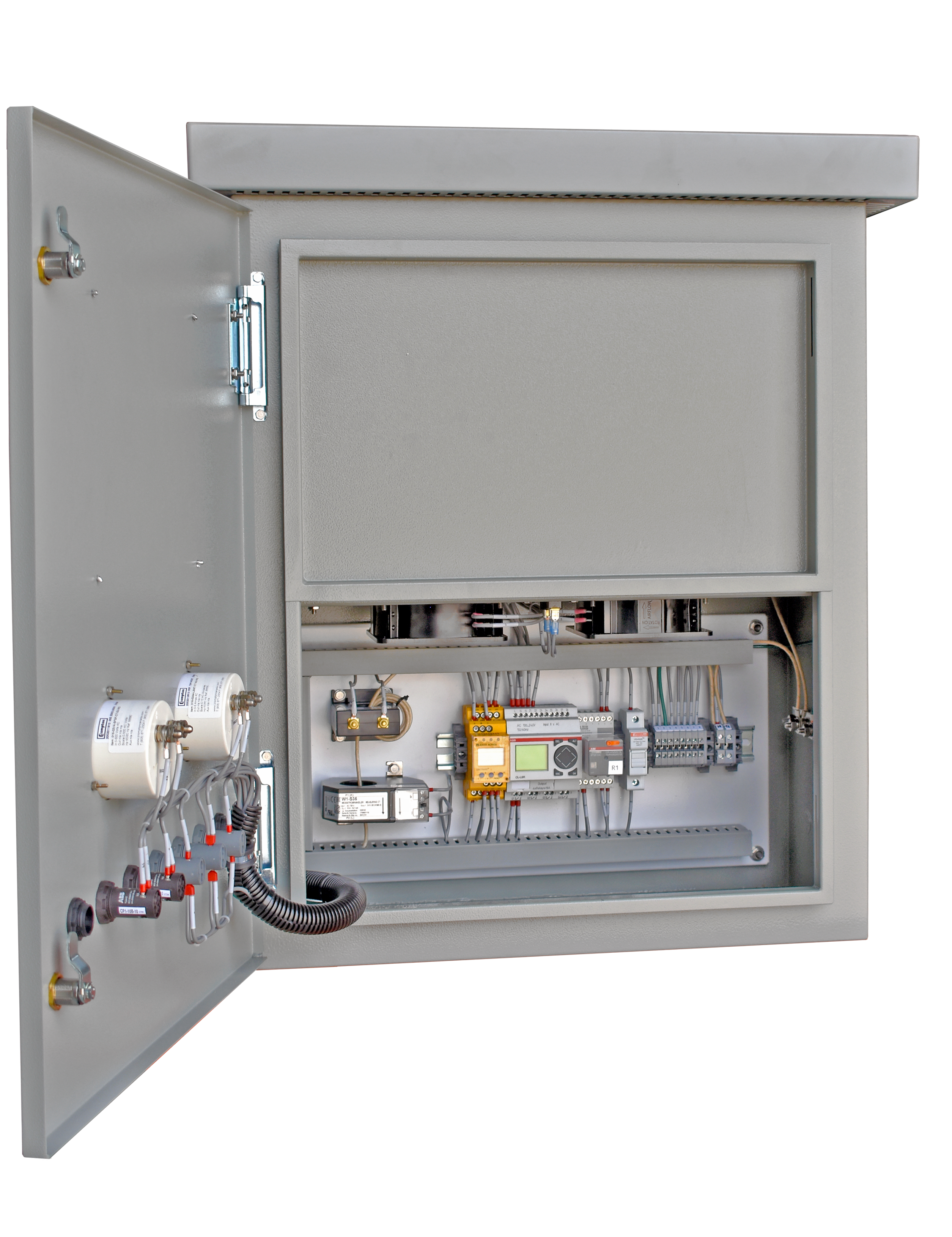 An open panel view of the Basic HRG in an HR1 enclosure with a resistor heat shield